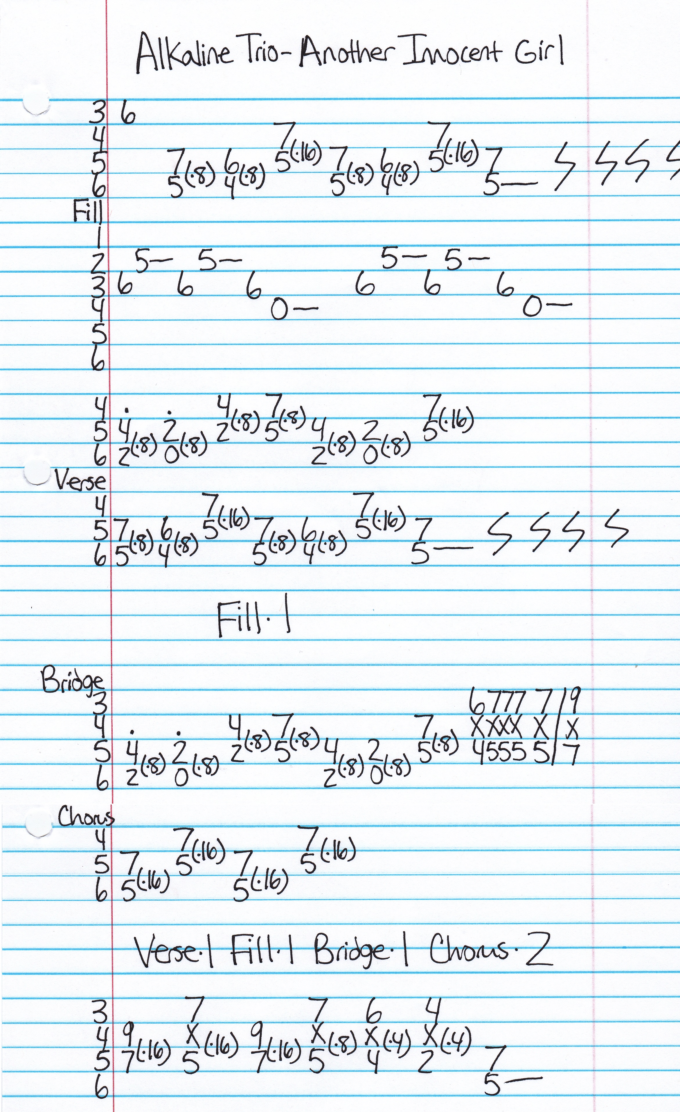 High quality guitar tab for Another Innocent Girl by Alkaline Trio off of the album From Here To Infirmary. ***Complete and accurate guitar tab!***